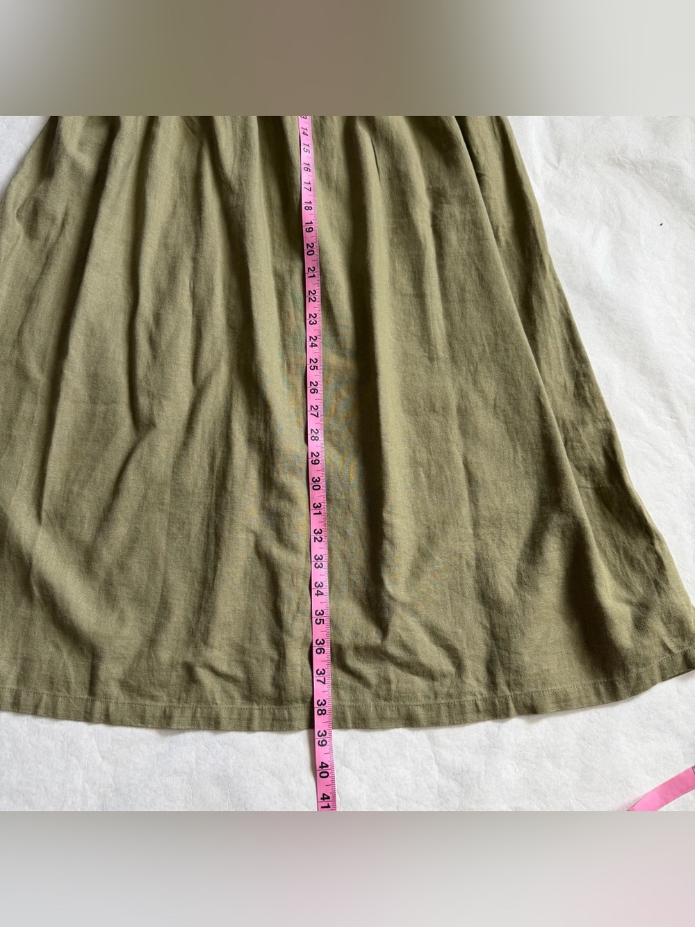 Gap Olive Green Smocked Midi Dress Tie Straps Large XL Sundress Comfy Casual F - Picture 13 of 15